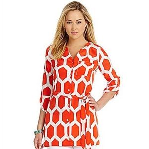 NWT Tunic (white and blood orange) Large